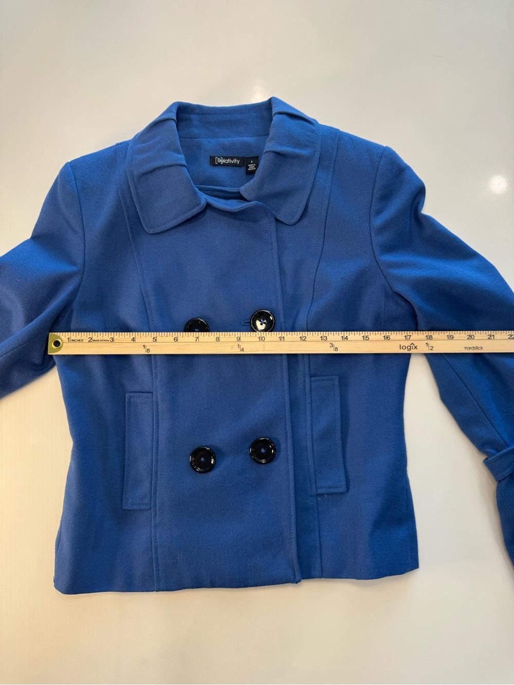 Relativity Blue Double-Breasted Peacoat Jacket - Picture 5 of 10